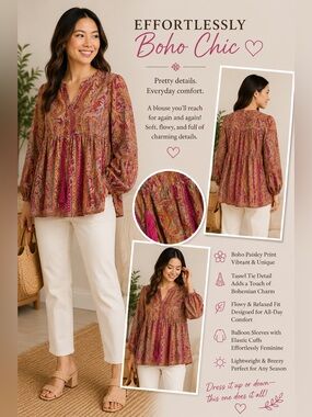Kathmandu Imports Paisley Tunic, Pink and Orange